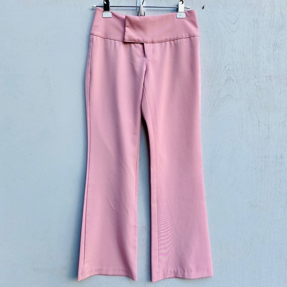 Vintage Pink Flared Leg Business Pants - Pastel Pink Trousers - Picture 1 of 6